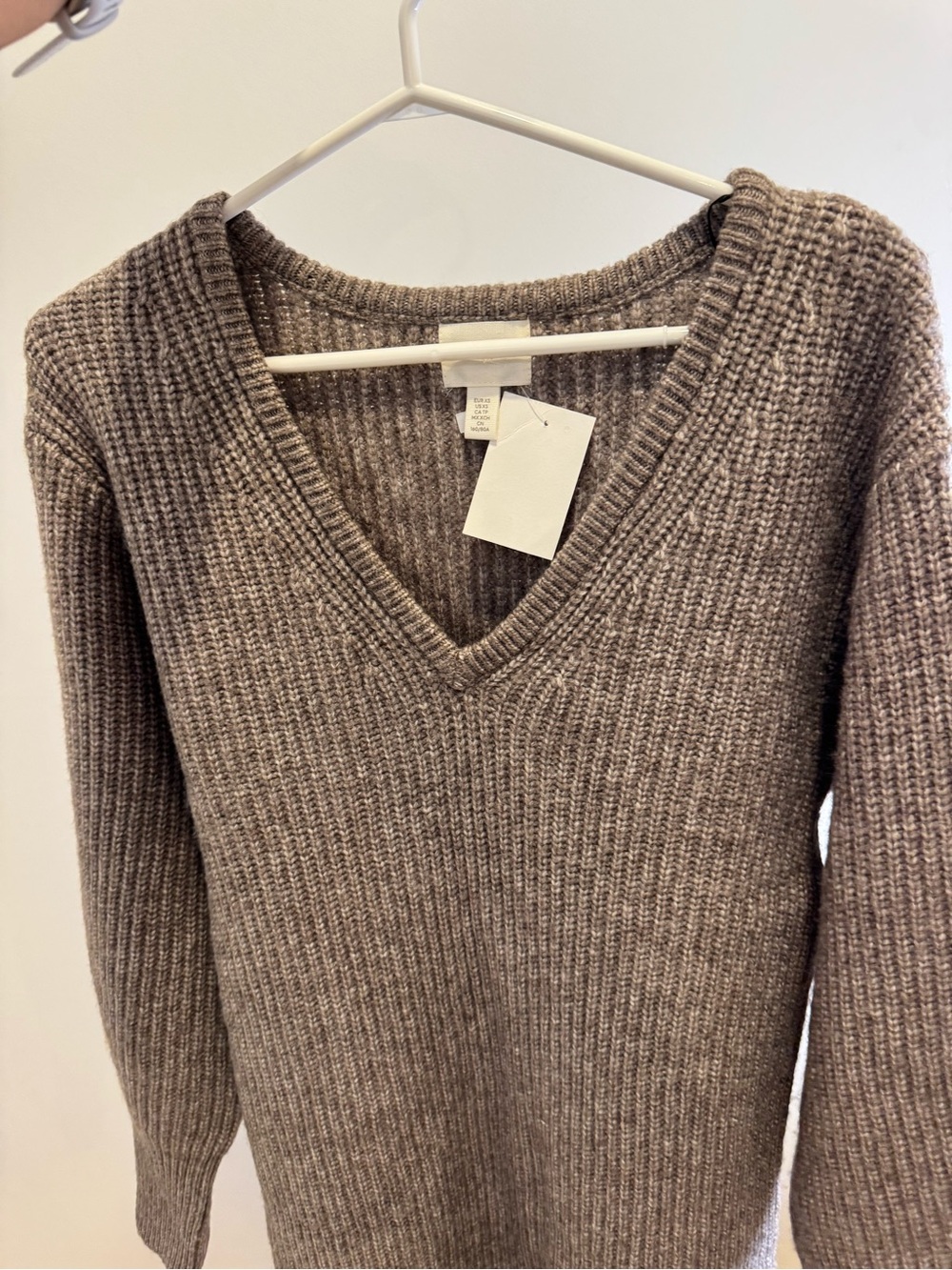 H&M Ribbed V-Neck Sweater Dress - Taupe